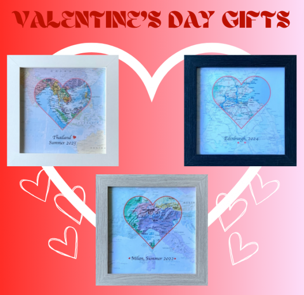 Personalised Valentines Day map gift (UK free delivery)
